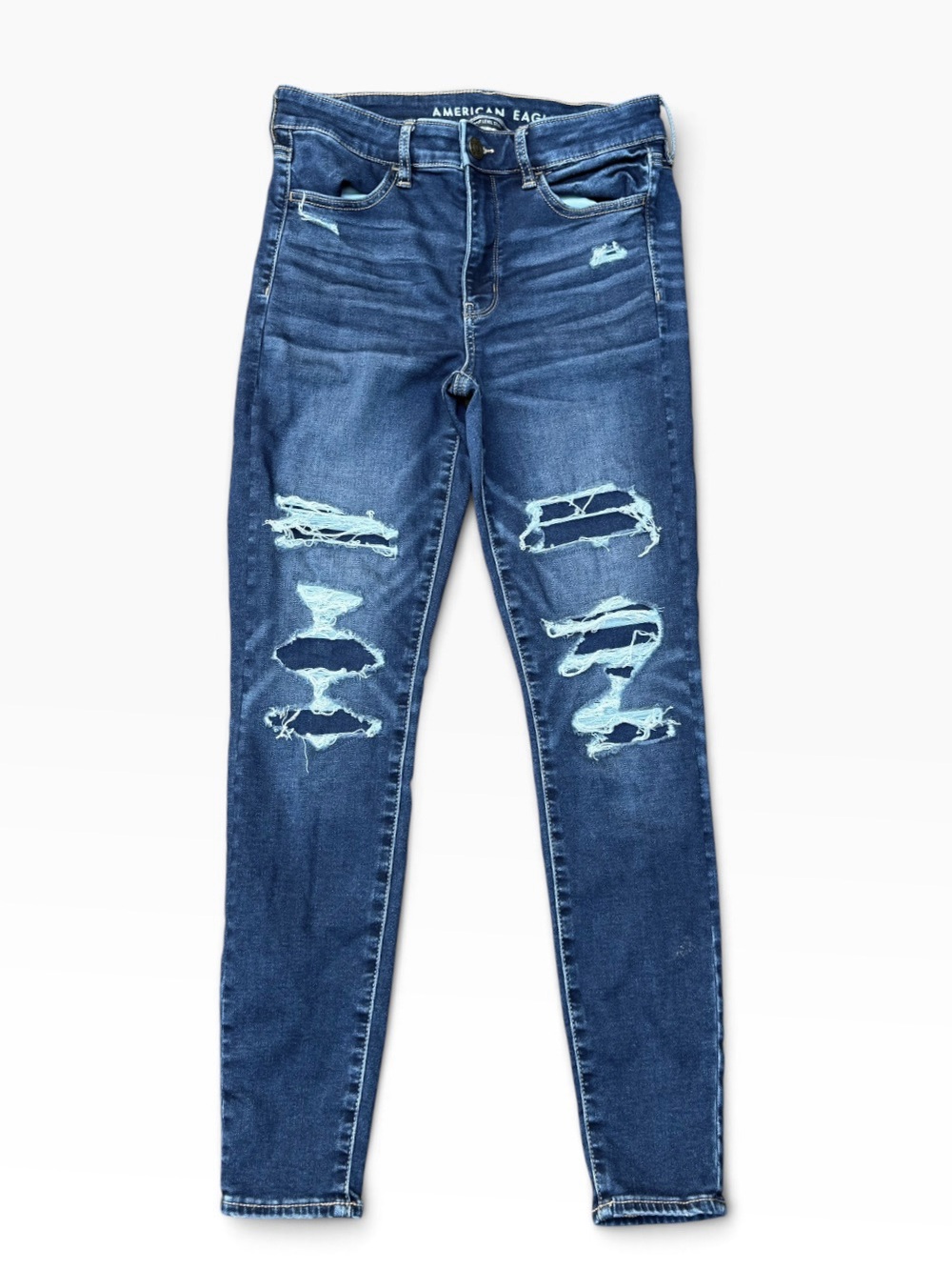 American Eagle Next Level Stretch High Rise Distressed Jeggings Size 6